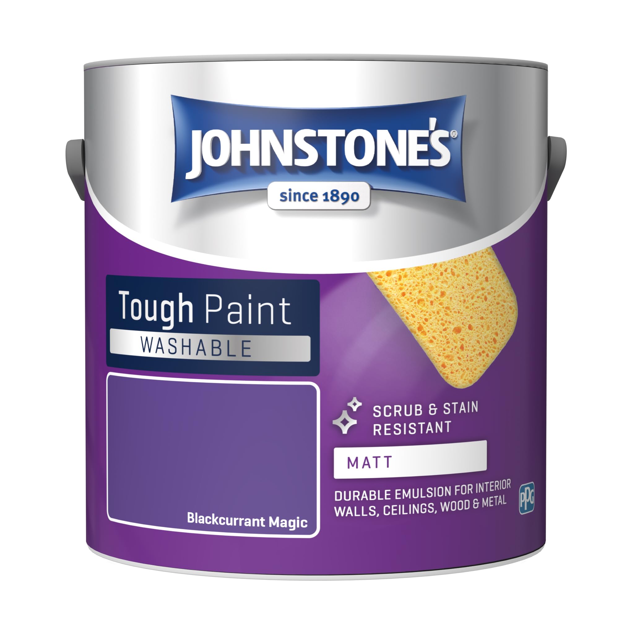 Johnstone's - Washable Paint - Blackcurrant Magic - Matt Finish - Emulsion Paint - Highly Durable - Stain Resistant - Non Toxic & Low Odour - 12m2 Coverage per Litre - 2.5L