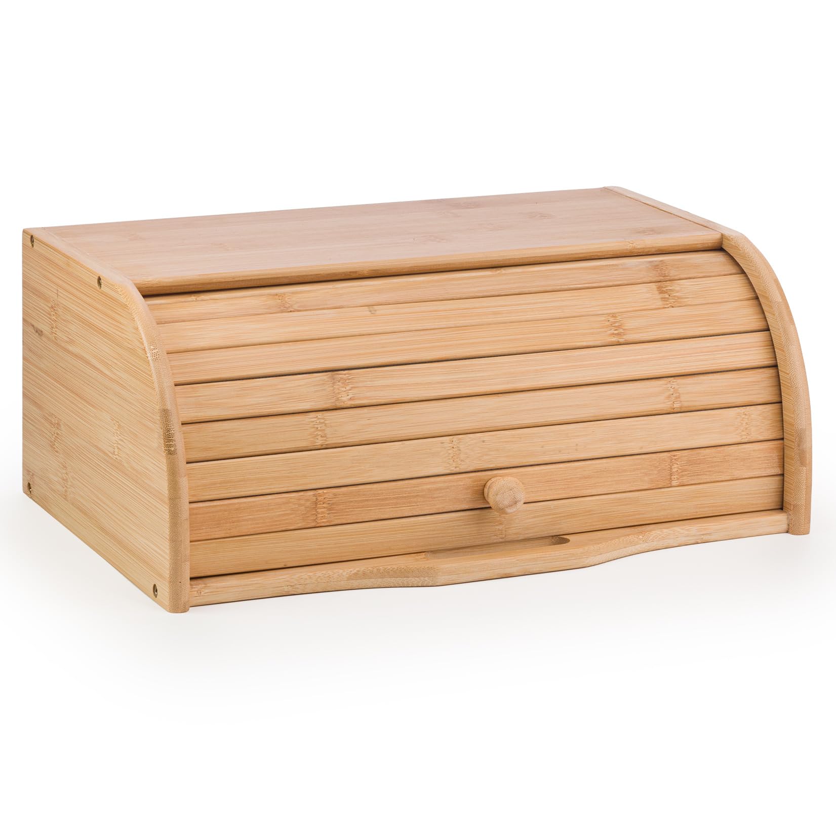 Woodluv Bread Bin Countertop Bread Storage for Kitchen With Roll Top Lid, 40 x 27 x 16.5 cm (No Assembly Required)