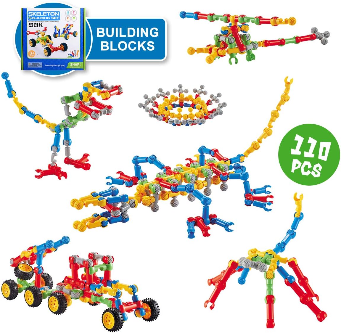 98K Skeleton Blocking Set, 110Pcs Plastic Building Block Variety Set for Kids, for Birthday, Christmas, New Year