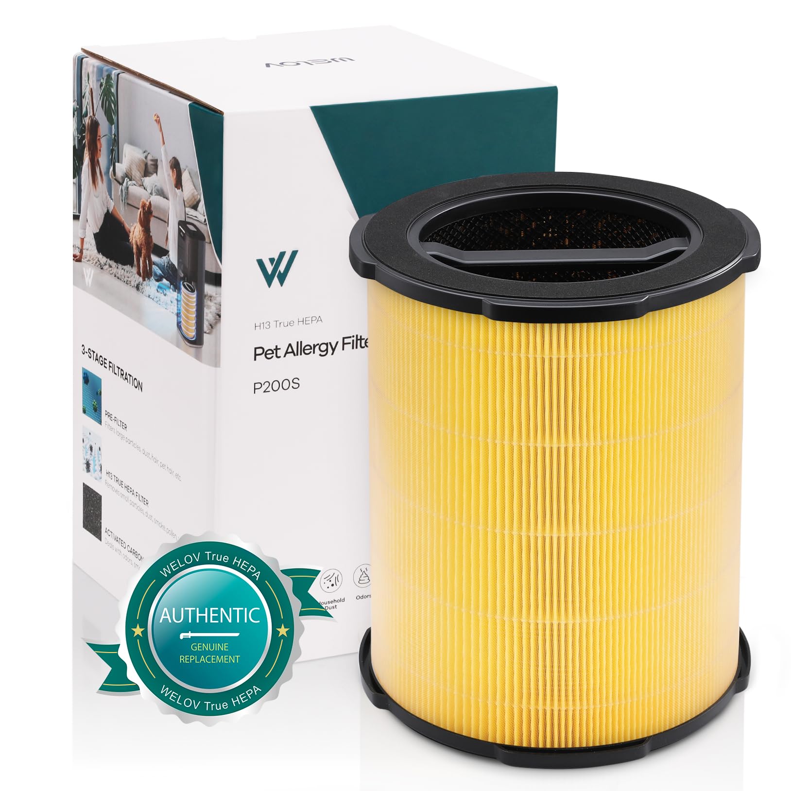 WELOV P200S/P200 Pro Pet Care Filter, 3-in-1 H13 True HEPA and High-Efficiency Activated Carbon Filter for Pet Hair, Dander, Pollen, Dust, Pet Odor, and Other Unwanted Smells