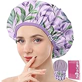 Years calm Shower Caps for Women Reusable Waterproof – Double Layer Elastic Cap with Tropical Botanical Print Shower Cap for Shower, Spa, Travel, Bath & Daily Hair Protection