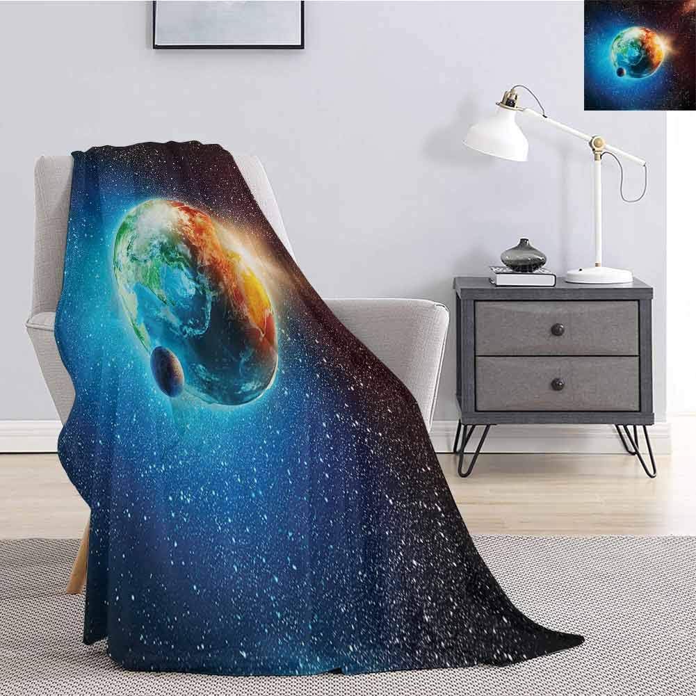 Outer Space Comfortable Large Blanket Earth in Sun Rays Elements