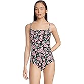 Lands' End womens Smocked Square Neck One Piece Swimsuit