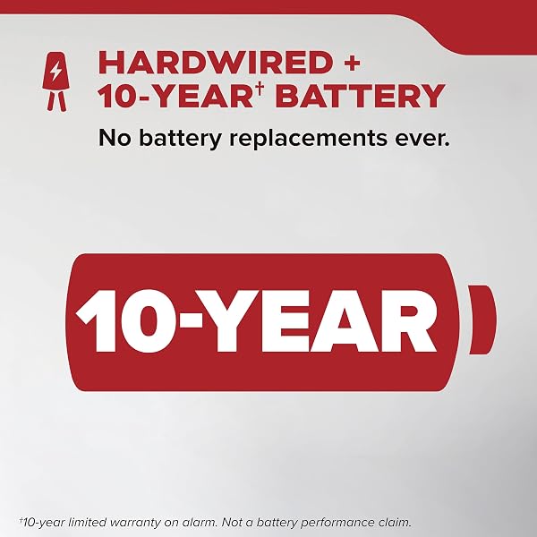 KIDDE HARDWIRED SMOKE DETECTOR, 10-YEAR BATTERY BACKUP, INTERCONNECTABLE, LED WARNING LIGHT INDICATORS, 20SA10