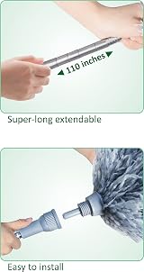 ArobiaSB 2025 Upgraded Microfiber Telescopic Duster 110in Extendable Pole view 4