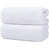 POLYTE Quick Dry Lint Free Microfiber Bath Sheet, 35 x 70 in, Pack of 2 (White)