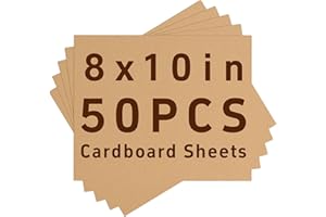 DERZIFUN 50 Pack 8x10 Corrugated Cardboard Sheets, 3mm Thick Card Board Paper Mailer, Thin Cardboard Sheets for Crafts, Diy Art, Shooting, Cardboard Inserts, Dividers