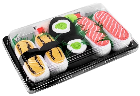 Sushi Socken 3 Paar Tamago-Omelett, Maki-Sushi mit Gurke, Lachs EU 36-40, 41-46 in Europa hergestellt, ideal als Geschenk Ori