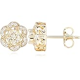 GLOSOLE Gold Stud Earrings for women Trendy, Flower-shaped 14K Gold Earrings Studs Sparkling Zirconia 10mm