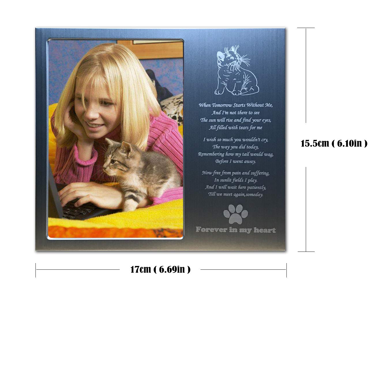 JOEZITON Pet Memorial Personalized 4x6 Picture Frame for Loss of Dogs or Cats.