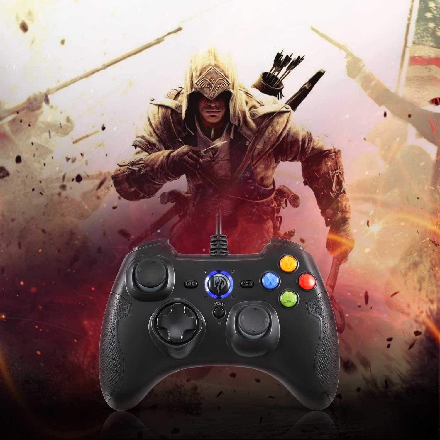 EasySMX Wired Gaming Controller,PC Game Controller Joystick with Dual-Vibration Turbo and Trigger Buttons for Windows/Android/ PS3/ TV Box(Black): Computers & Accessories