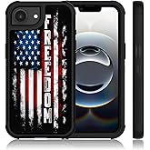 XWMHHP Compatible with iPhone 16E Case for Men Women, 3-Layer Rugged Shockproof Anti-Slip Hard Bumper Silicone Rubber Heavy Duty Protection Cover for SE 4 - Freedom American Flag