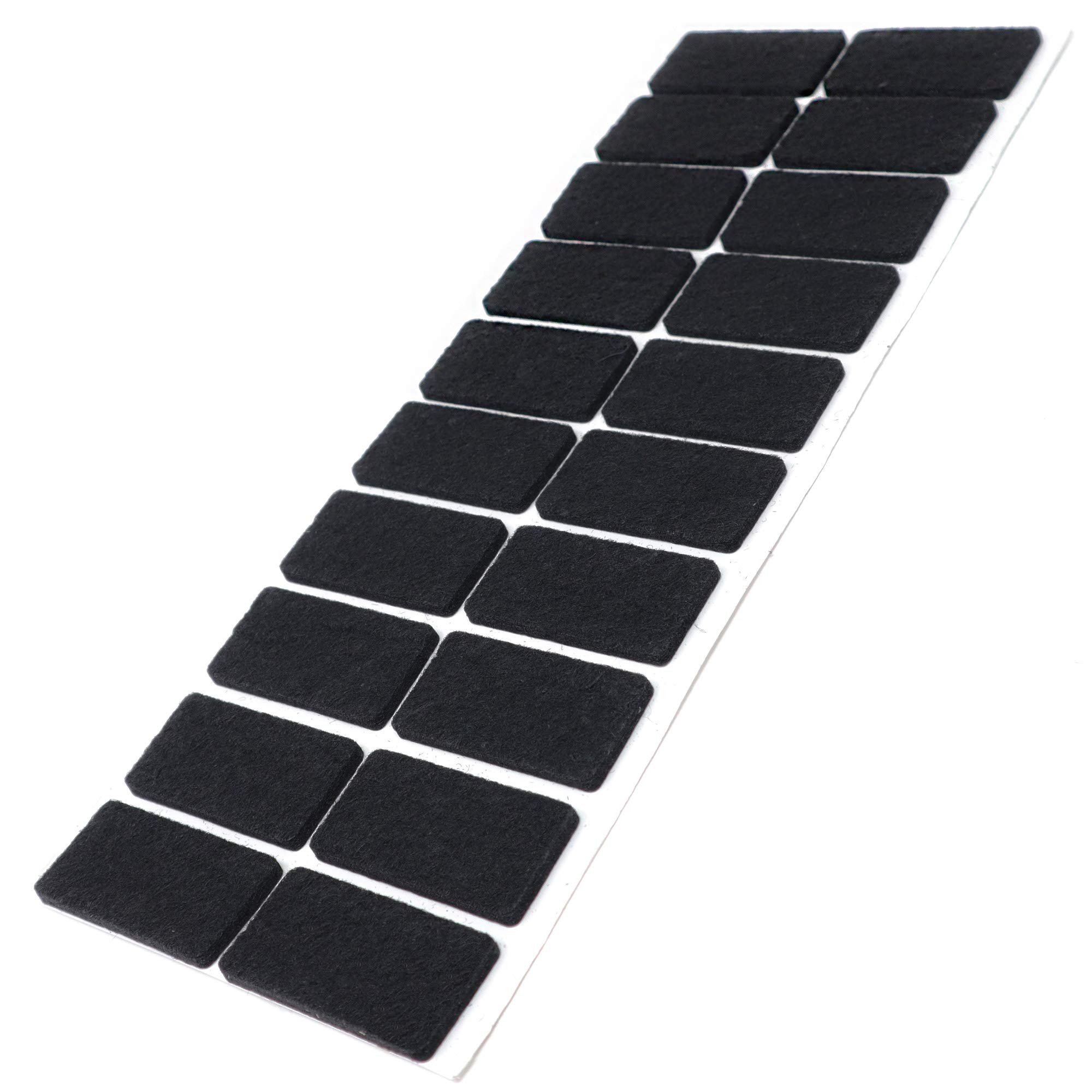 Adsamm® / 20 x self-adhesive felt pads/Black / 0.79x1.57'' (20x40 mm) / rectangular / 0.138'' / 3.5 mm thick stick-on furniture felt glides/Furniture & Chair Glides
