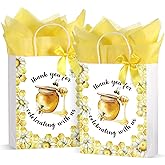 Seajan 24 Pack 10.63 x 8.27 Inch Baby Shower Jungle Safari Animal Party Favor Goodie Bags with Handle for Child's Birthday Gender Reveal(Yellow, Bee)