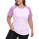 FOREYOND Plus Size Sun Shirts for Women UV Protection Short Sleeve Shirts UPF 66+ Rash Guard Loose Fit Workout Tops Swim Shirts