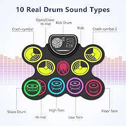 Electronic Drum Set, 10 Pads Roll-Up Drum Practice