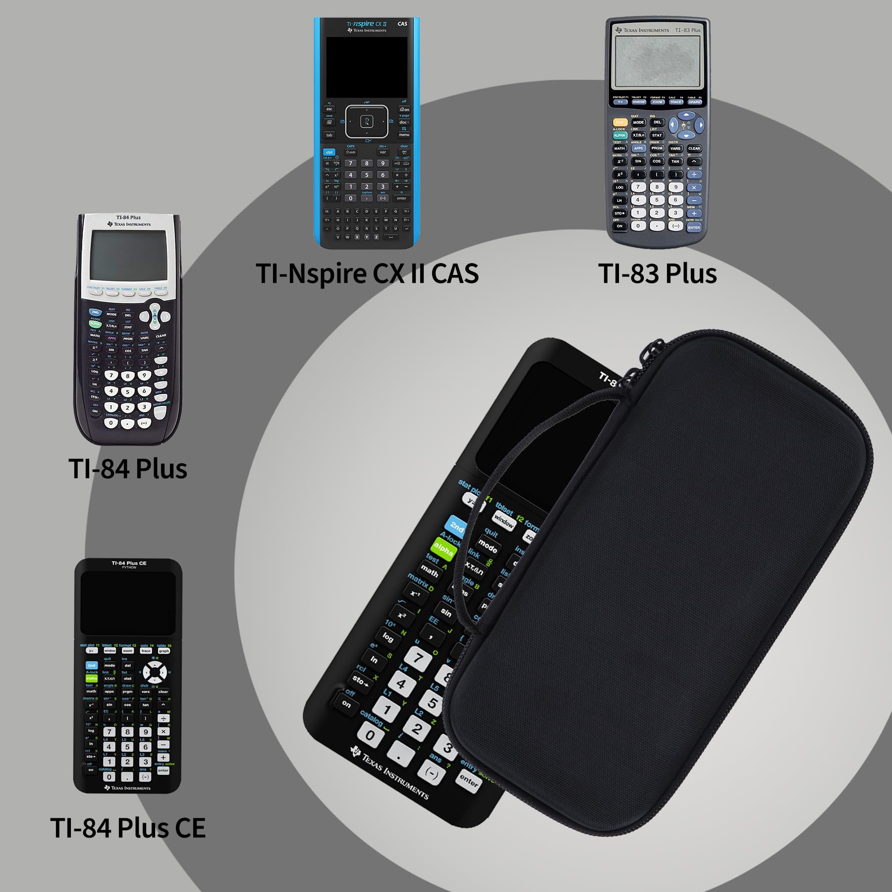 Peyyargo Storage Case Compatible with Texas Ti-84 Plus CE/TI-84 Plus/TI-Nspire CX II CAS/TI-Nspire CX II/TI-83 Plus/TI-89 Titanium/TI-85/TI-86 Calculator (Black)
