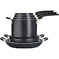 Tramontina Aluminum Non Stick 11-Piece Nesting Pots and Pans Set with Lids - Gray, Kitchen Nonstick Cookware Set, Dishwasher and Oven Safe