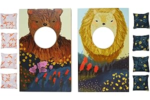 Manhattan Toy Wild Ones Indoor Outdoor Wooden 10-Piece Cornhole Bean Bag Toss Game for Kids 3 Years and Up