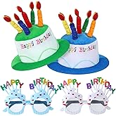 Coume 2 Plush Birthday Hats for Adults, 2 Sweet Cream Glasses, Party Novelty Decorations Happy Birthday Hats