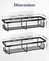 Kitsure 2 Pack Rustproof Shower Caddy - Wall Mounted Large Capacity Black view 3