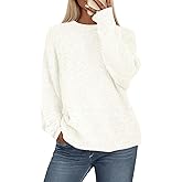 PRETTYGARDEN Womens Fall Long Sleeve Sweater Crew Neck Fuzzy Loose Fit Chunky Knit Oversized Pullover Sweaters Going Out Tops