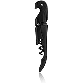 True Truetap Double Hinged Waiter's Corkscrew Wine Opener, Stainless Steel Wine Bottle Opener with Built In Foil Cutter, Home Bar Tools, Bar Cart Accessories, Wedding Gifts, Set of 1, Matte Black
