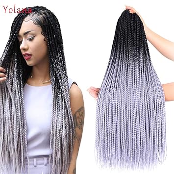 Buy Yolana Black Silver Gray 24 Crochet Senegalese Twist Braids