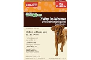 WORM X PLUS 7 Way De-Wormer Chewables for Dogs - Tablets for Medium & Large Dogs (Over 25 lbs) (pyrantel pamoate/praziquantel), 2 Count