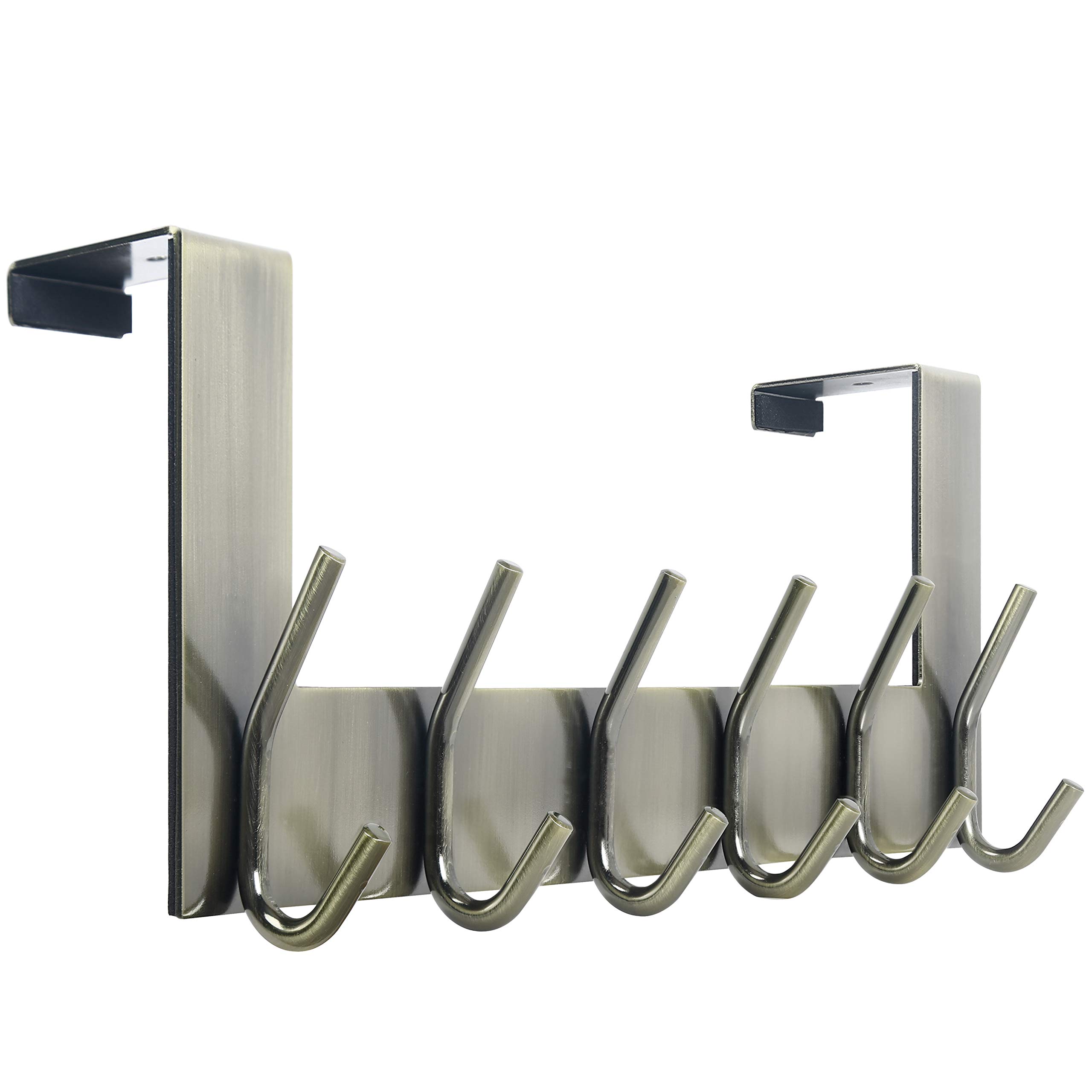 WEBI Over The Door Hook,Over Door Hanger Coat Rack Over The Door Towel Rack,6 Hooks for Hanging Clothes,Towels,Hats,Behind Back of Bathroom,Bronze