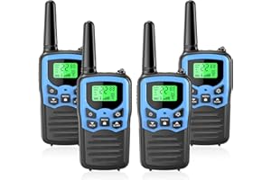 Walkie Talkies with 22 FRS Channels, MOICO Walkie Talkies for Adults with LED Flashlight VOX Scan LCD Display, Long Range Family Radios for Hiking Camping Trip (Blue, 4 Pack)