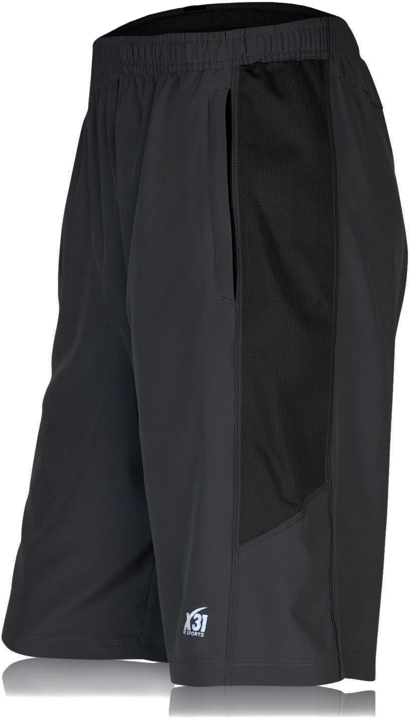 X31 Sports Mens Athletic Shorts with Zipper Pockets for Running, Basketball, Gym