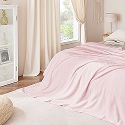 NICETOWN Pink Flannel Fleece Throw Blanket, 60x80