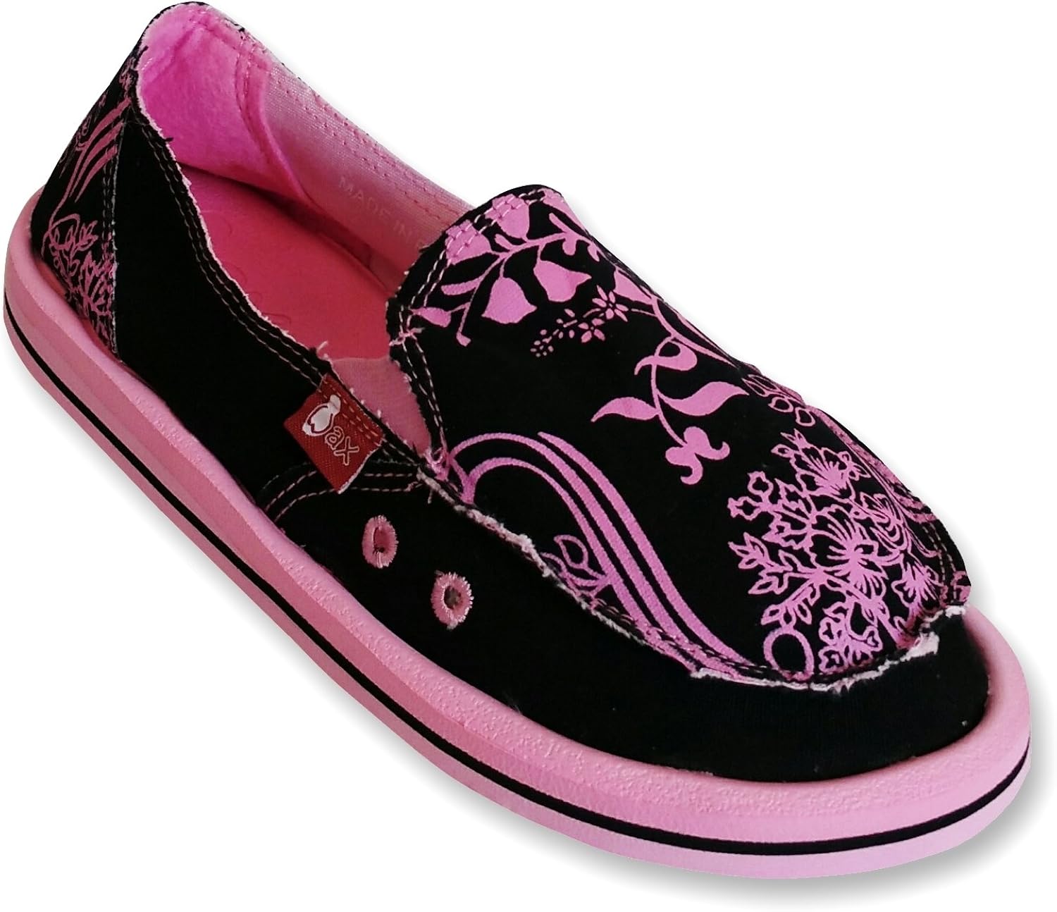 Zapatillas de Mujer WAX by yulis de Lona Negra con Estampado Rosa ...