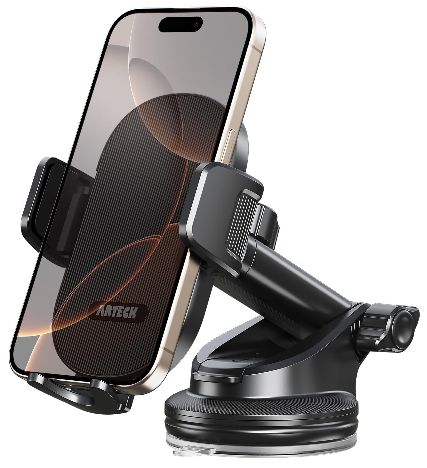 Arteck Car Mount, Universal Mobile Phone Car Mount Holder 360° Rotation for Auto Windshield and Dash, for Cell Phones Apple iPhone 16, Plus, Pro, Pro Max, 15, 14, 13, 12, 11, SE, Android Smartphone