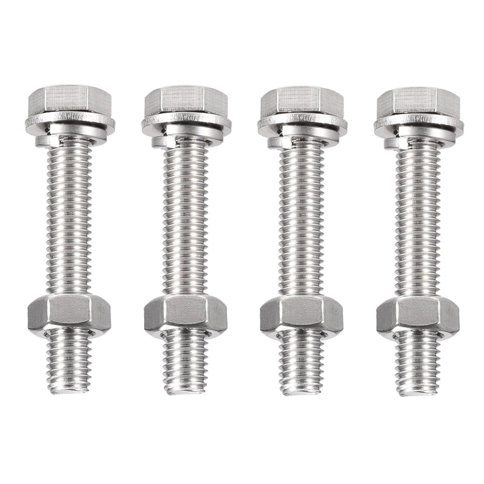 TA-VIGOR 4Pcs M10 x 60mm Hex Head Screws Bolts, Nuts, Flat & Lock Washers Kits, Fully Thread Hexagon Bolts, High Tensile Cap Screws for Metal Work, Automotive Machinery, Bike Motorcycles Repair