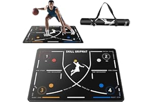 2F22E Portable Basketball Footwork Training Mat, Agility Footstep Training Mat, Basketball Pads for Training All Levels, Non-Slip Silent Equipment for All Ages to Improve Speed, Strength and Coordination
