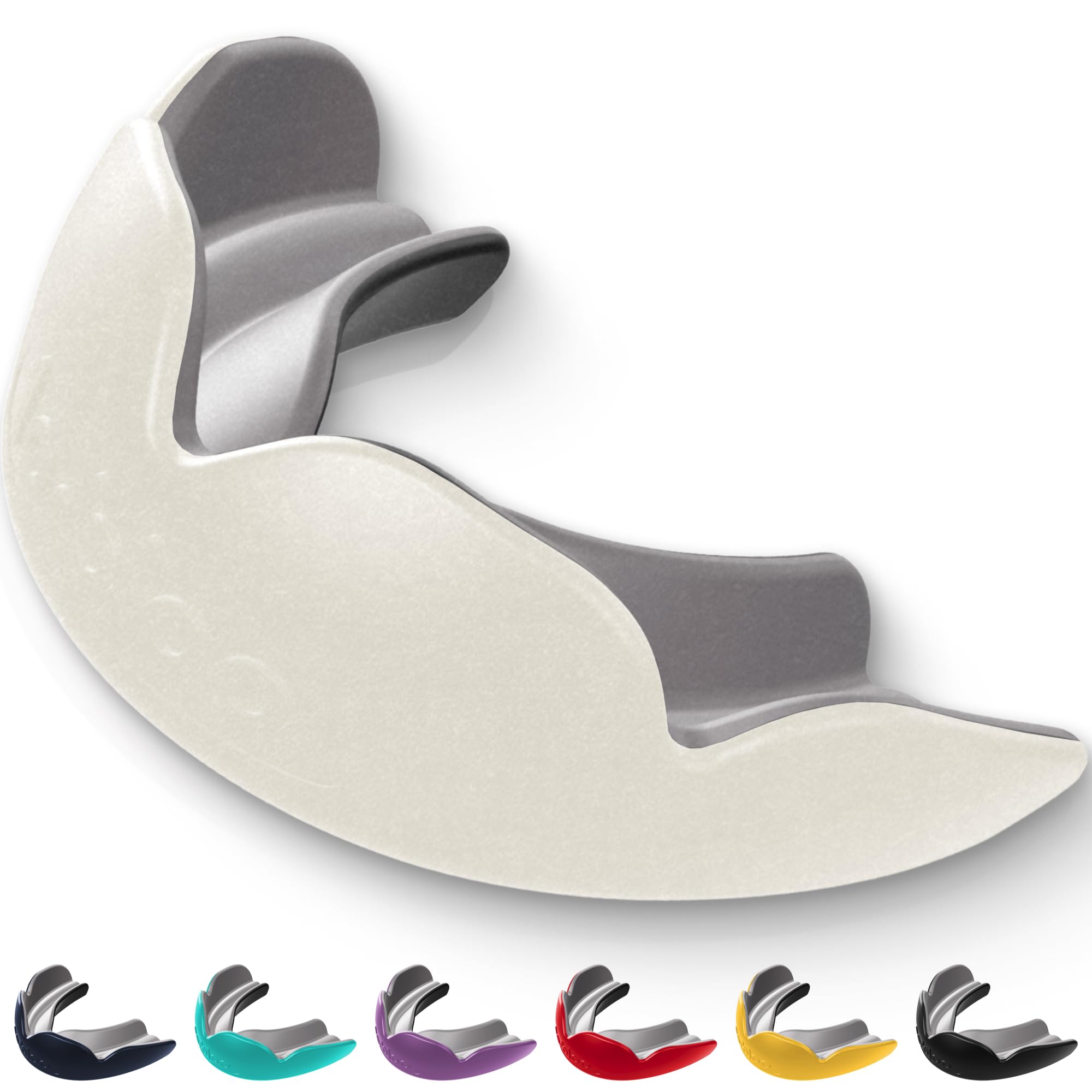 lobloo® PRO-FIT Sports Mouthguard – Ultra Slim 1mm | Dentist-Level Protection | Precision Vacuum-Fit | Oxygen Performance | MMA, Boxing, Football, Basketball. (Medium 10-13yrs, Ivory)