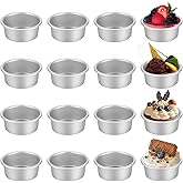 4 Inch Cake Pan Set of 16, Mini Round Cake Pans for Baking, Samll Nonstick Aluminum Cakes Pans for Home Party Cheese, Pizza, Quiche Baking, Leakproof and Easy Release (1.8 Inch Deep)