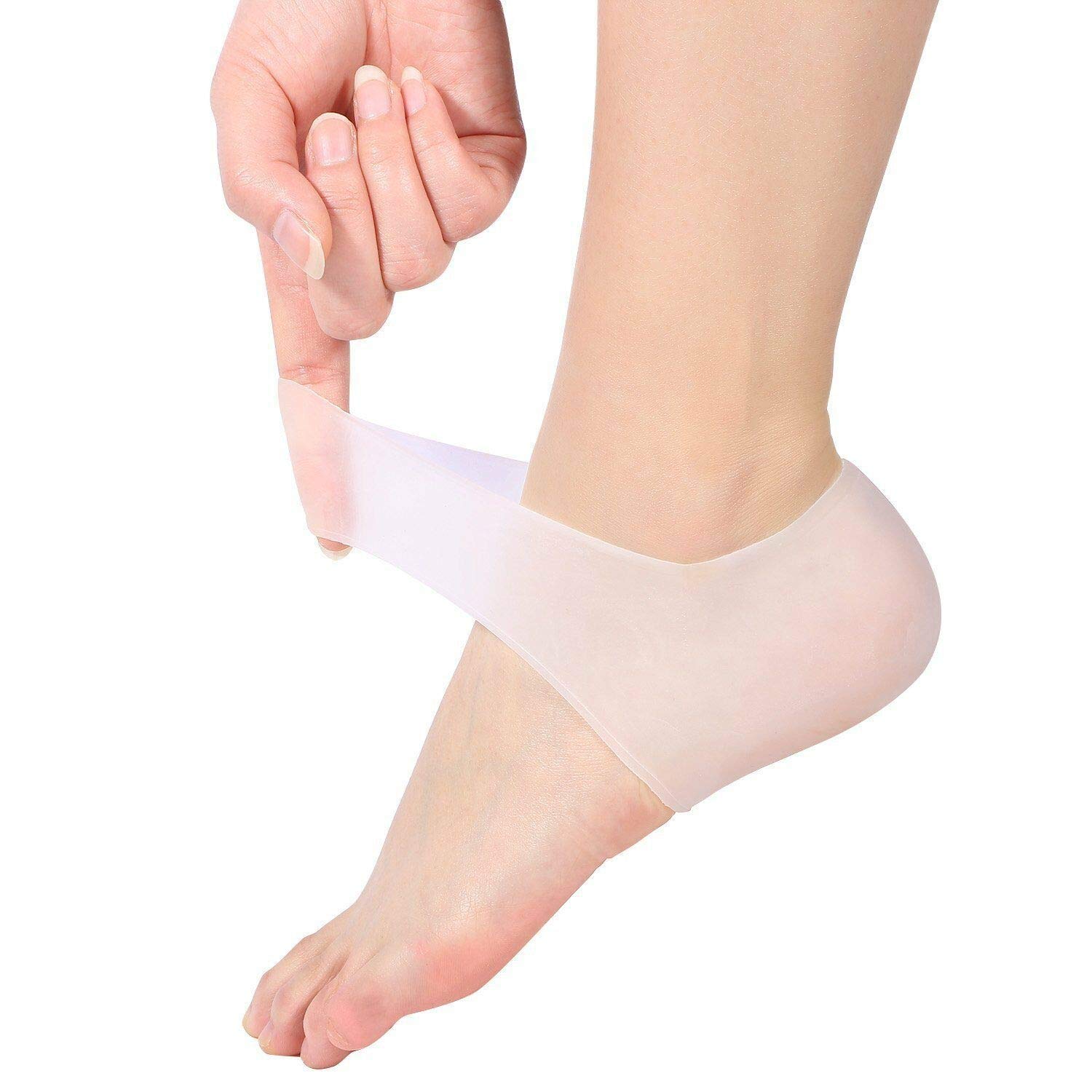 PEDIMEND Heel Cushion Plantar Fasciitis Foot Sleeve 2 PAIR - Gel Heel Protector to Instantly Relieve Pain & Pressure, Efficient Remedy for Sore Feet Moisturizing Sock, Heel Crack and Fissure