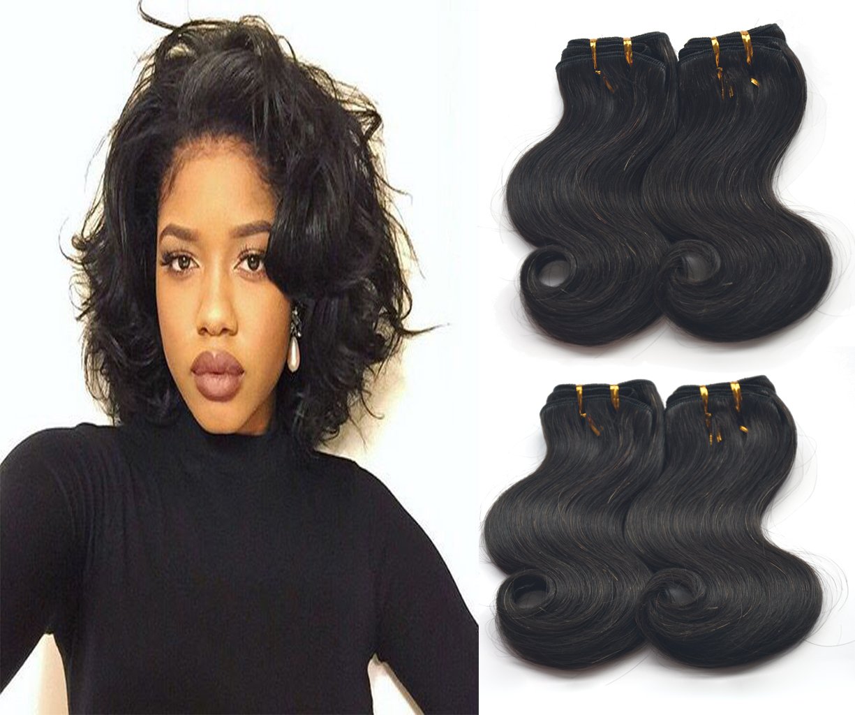 8 Inch X 4pcs 1b Babe Hair Cheap 2 Bundles Body Wave Brazilian