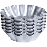 FAQQI Ensaymada Molders, 6-Piece 4.5 in Filipino Baking Pan Set | Large Round Pans With Wave Edge, For Ensaymada, Bibingka, Torta And Other Traditional Filipino Desserts