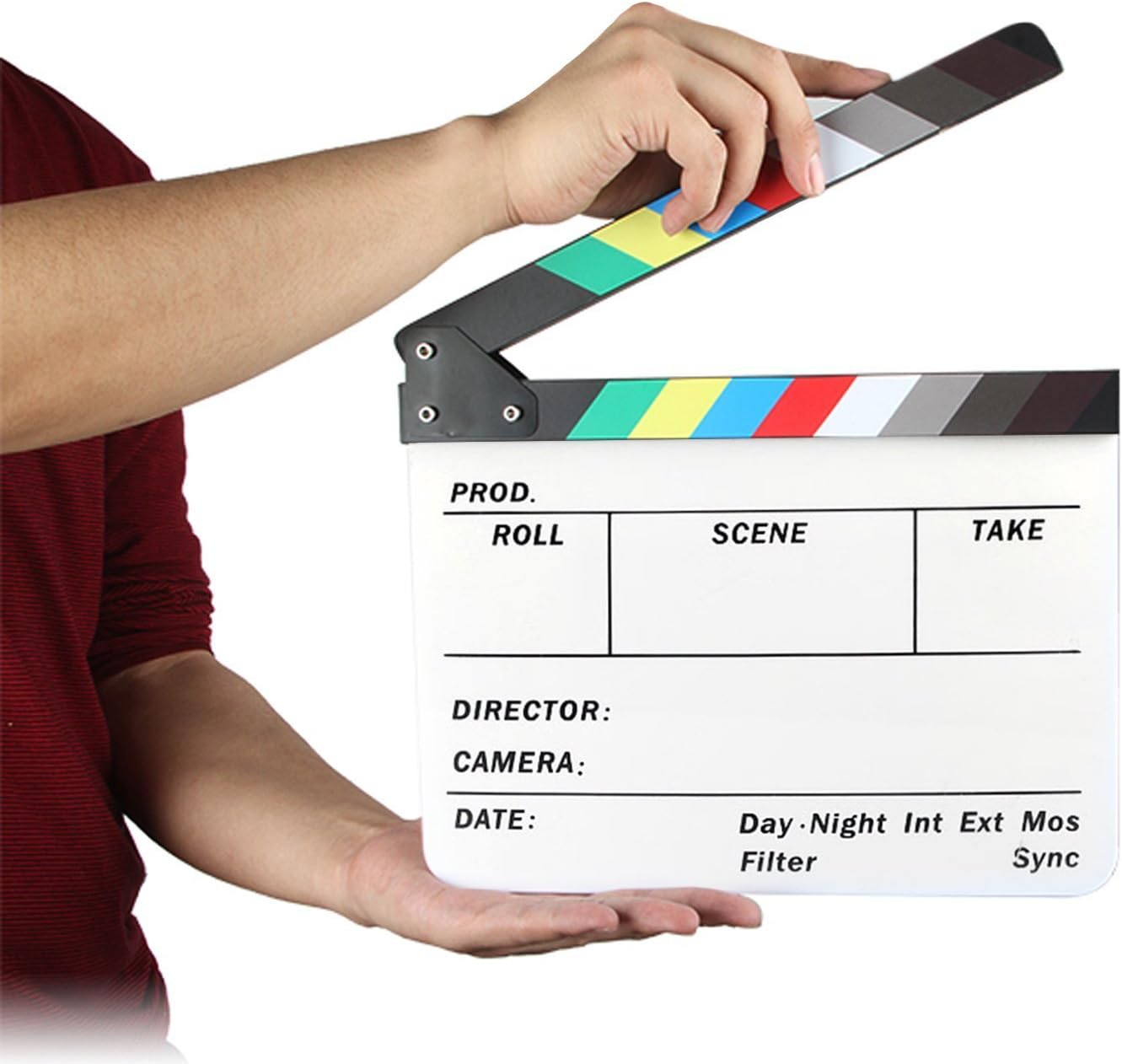 Director Clapboard Film Movie Slate Clapper Board Acrylic Dry Erase Video Board, White