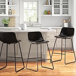 HeuGah Bar Stools Set of 3, 26 Inch Counter Height