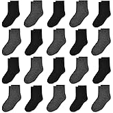Kids Crew Socks, Mid Cut Socks for Toddler Kids Boys Girls(1-14 Years), 20 Pairs Athletic Mid Calf Sock Multipack