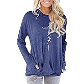 Mansy Women's Faith Sweatshirt Loose Fit Long Sleeve Crewneck Christian Letter Print Tunic Tops with Pocket