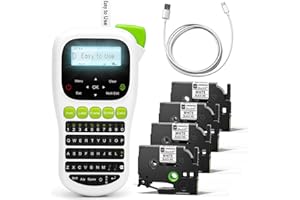 VIXIC Label Maker Machine with Tapes, Label Maker Bundle 4-Label Tapes Included, Label Maker with Backlit Screen & Waterproof-Labels Laminated, H1100 Handheld Portable Labeler Machine for Home Office Gifts