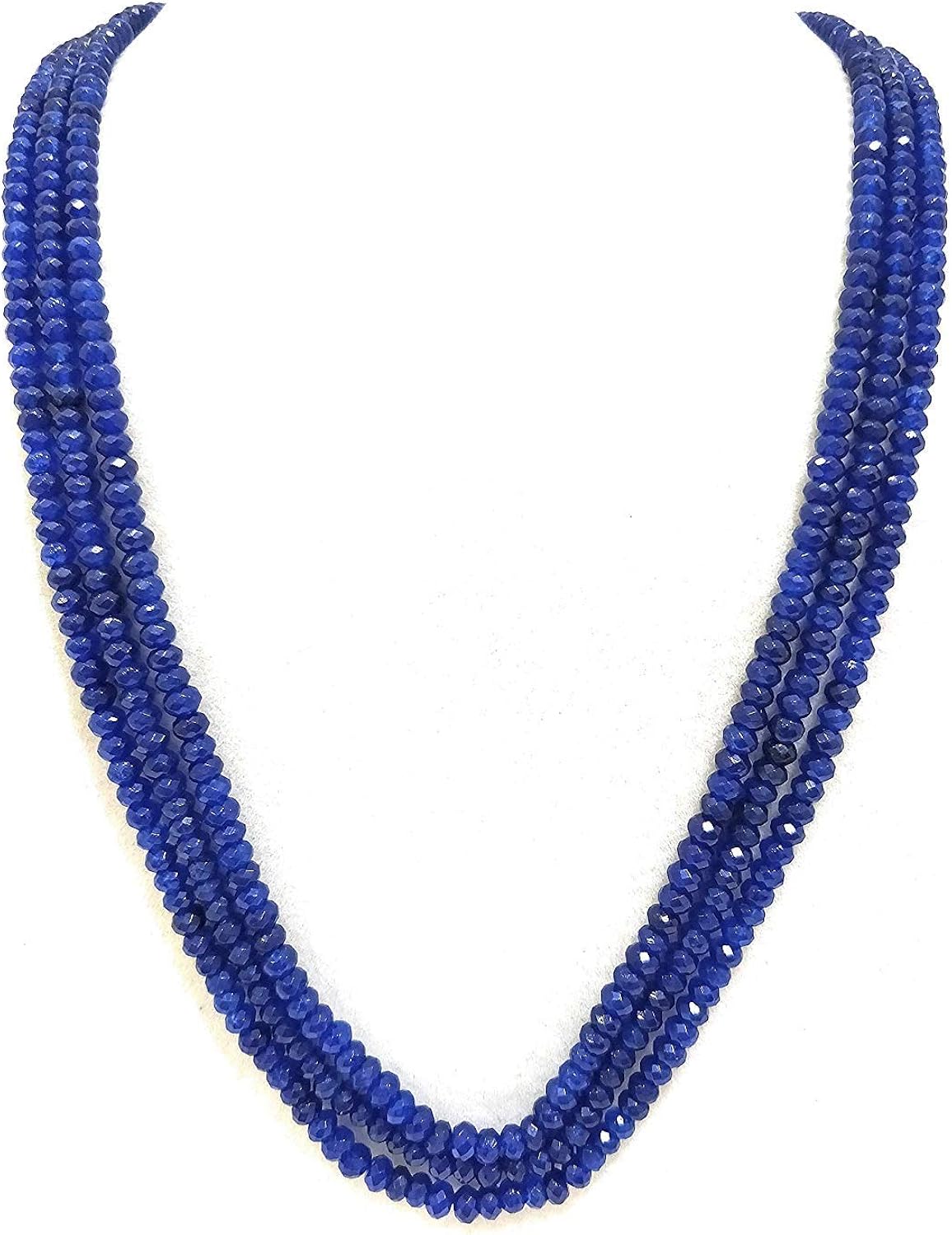 BABLI Beads String Mala Strand Necklace Tanzanite Blue Onyx