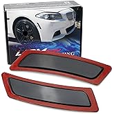 iJDMTOY Front Bumper Reflector Lenses For BMW 2011-16 F10/F11 5 Series | Fit 525i/528i/530i/535i/545i/550i/M5, Euro Smoked Lens, Direct Replace OEM Amber Side Marker Shells, For Repair/Upgrade
