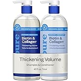 Renpure Biotin &amp; Collagen Shampoo &amp; Conditioner Set for Fine Hair 2x24oz | Plant-based* nutrient-infused care helps limp strands appear fuller, thicker, stronger, softer and healthy-looking with body